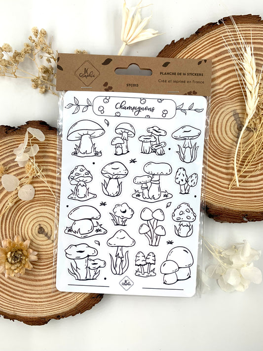 Stickers à colorier "Champignons"
