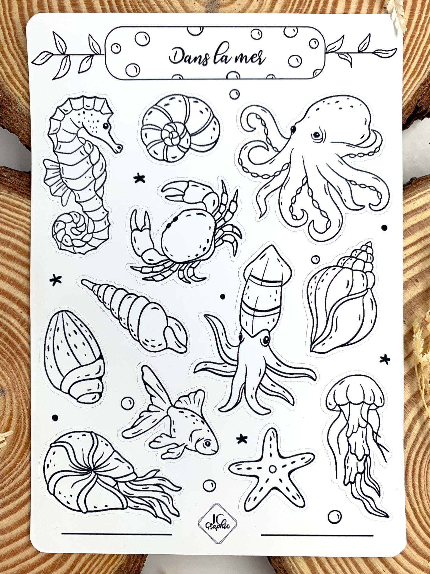 Stickers à colorier "Dans la mer"