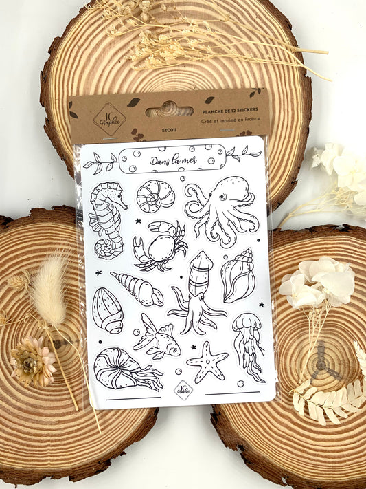 Stickers à colorier "Dans la mer"