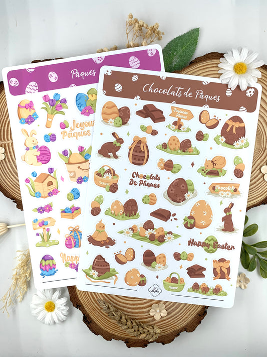 Lot stickers "Pâques" et "Chocolats de Pâques"