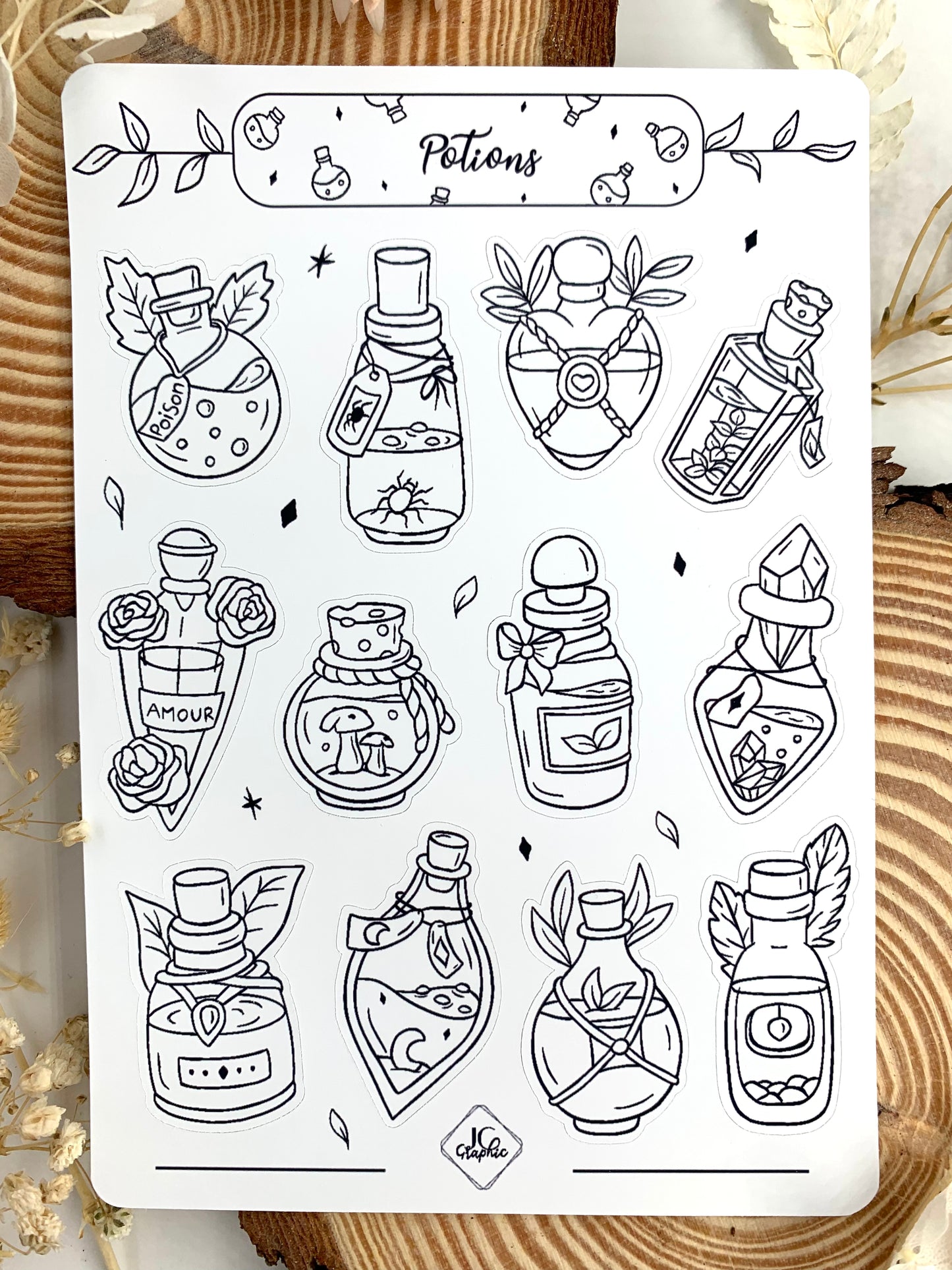 Stickers à colorier "Potions"