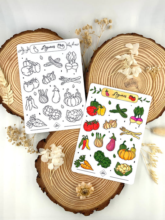 Stickers à colorier "Légumes"