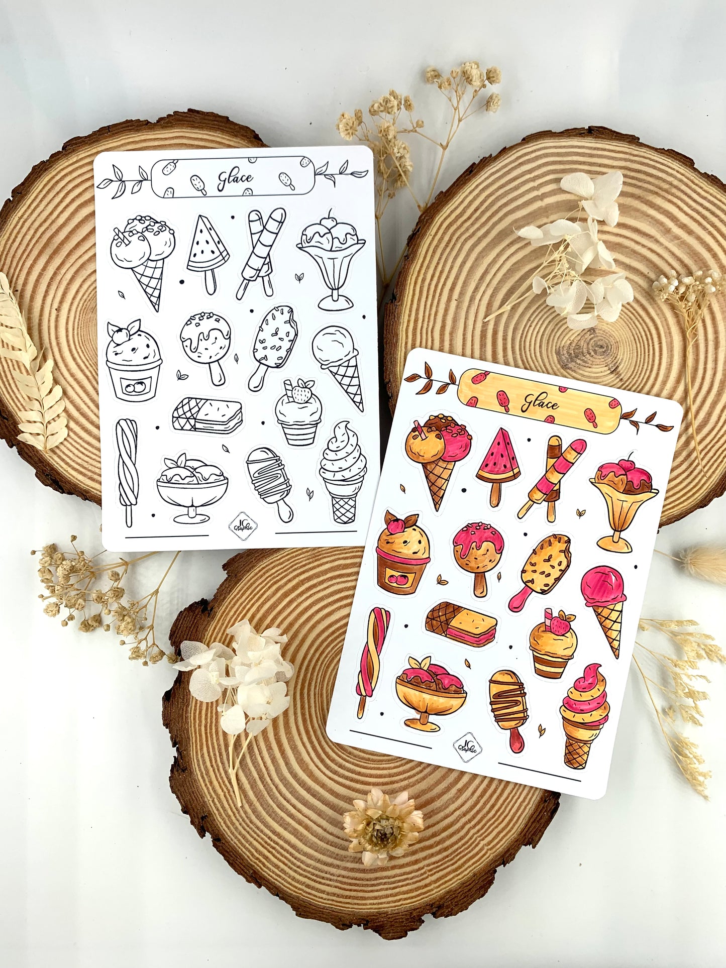 Lot de 5 planches de stickers à colorier thème "Nourriture"