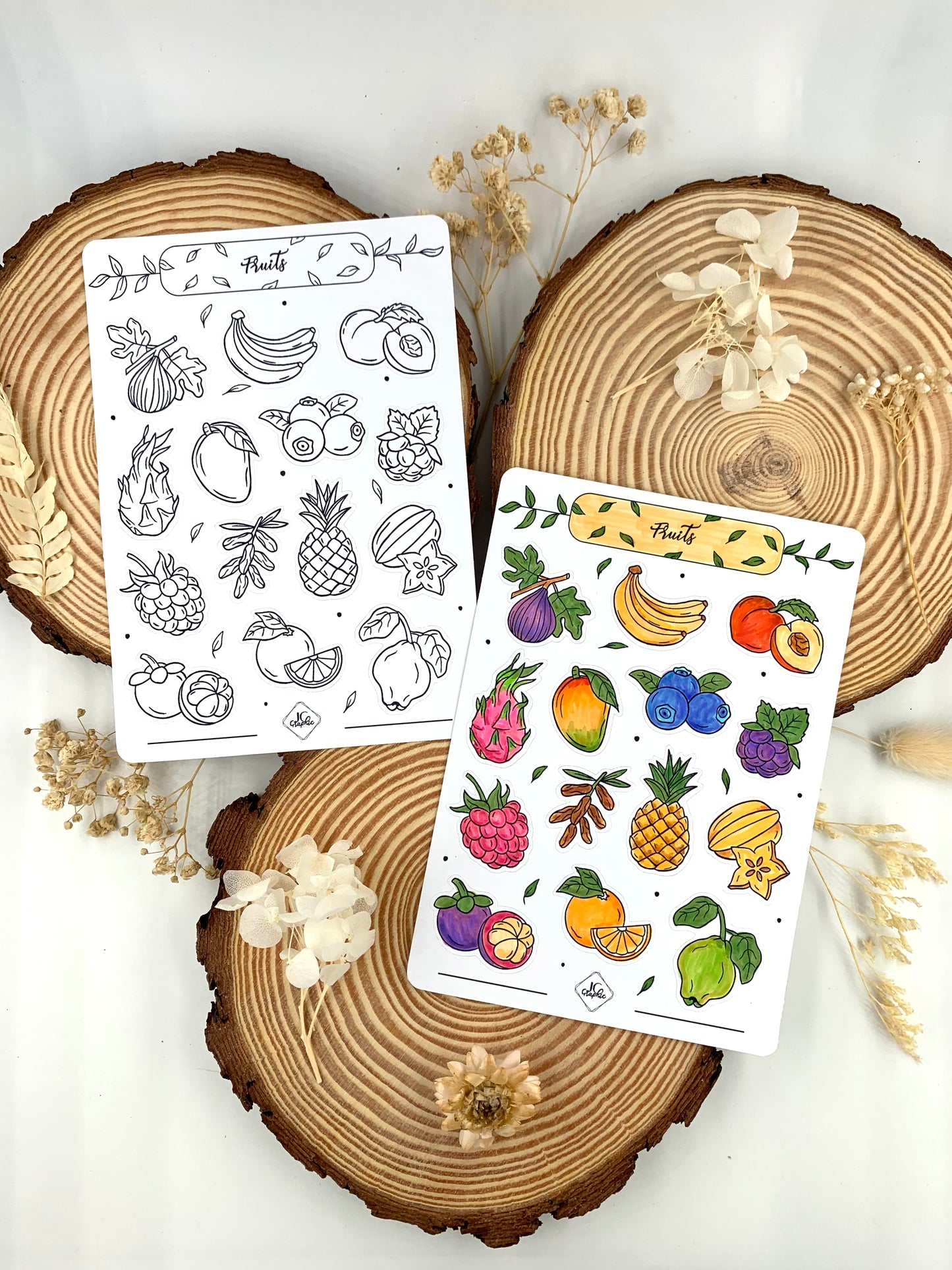 Lot de 5 planches de stickers à colorier thème "Nourriture"