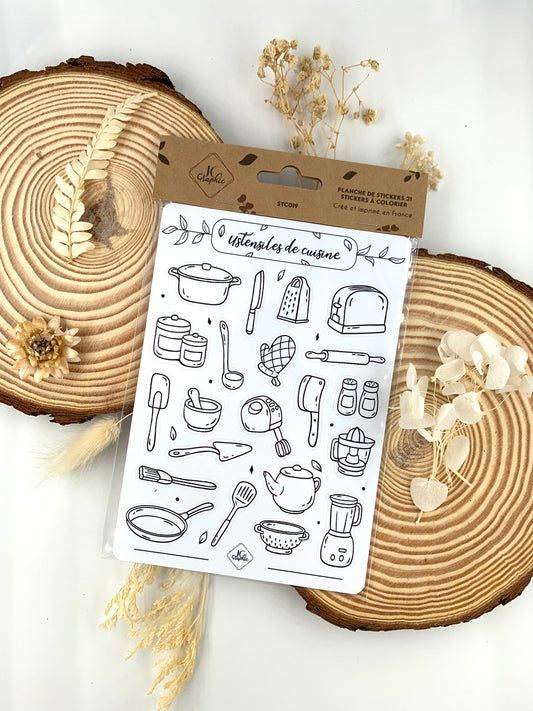 Stickers à colorier "Ustensiles de cuisine"