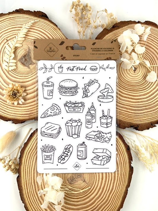 Stickers à colorier "Fast Food"