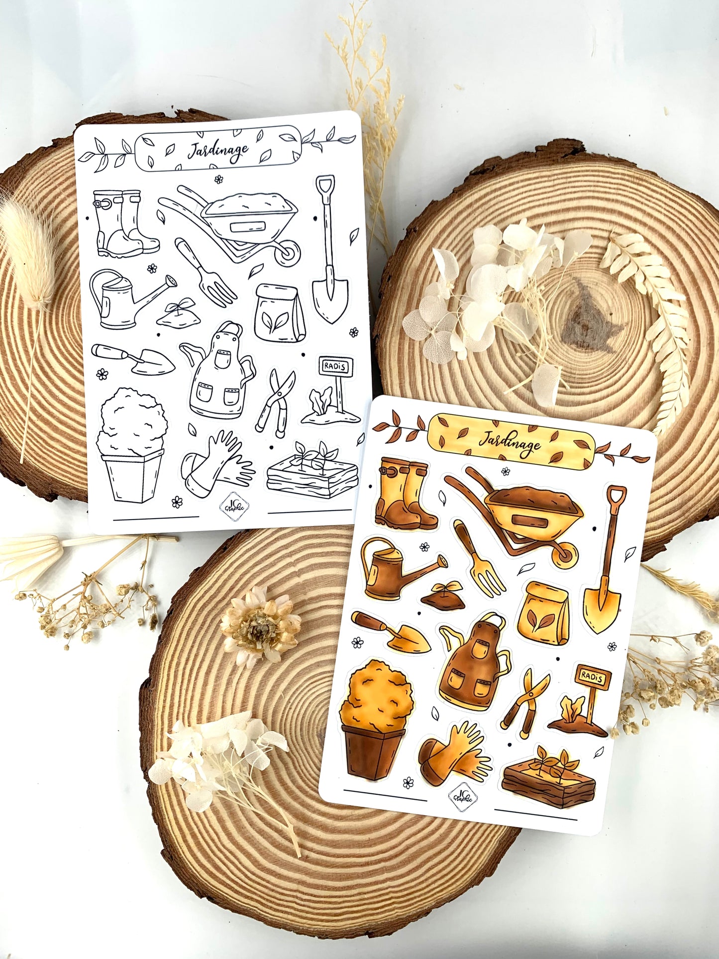 Lot de 5 planches de stickers à colorier thème "Objets"