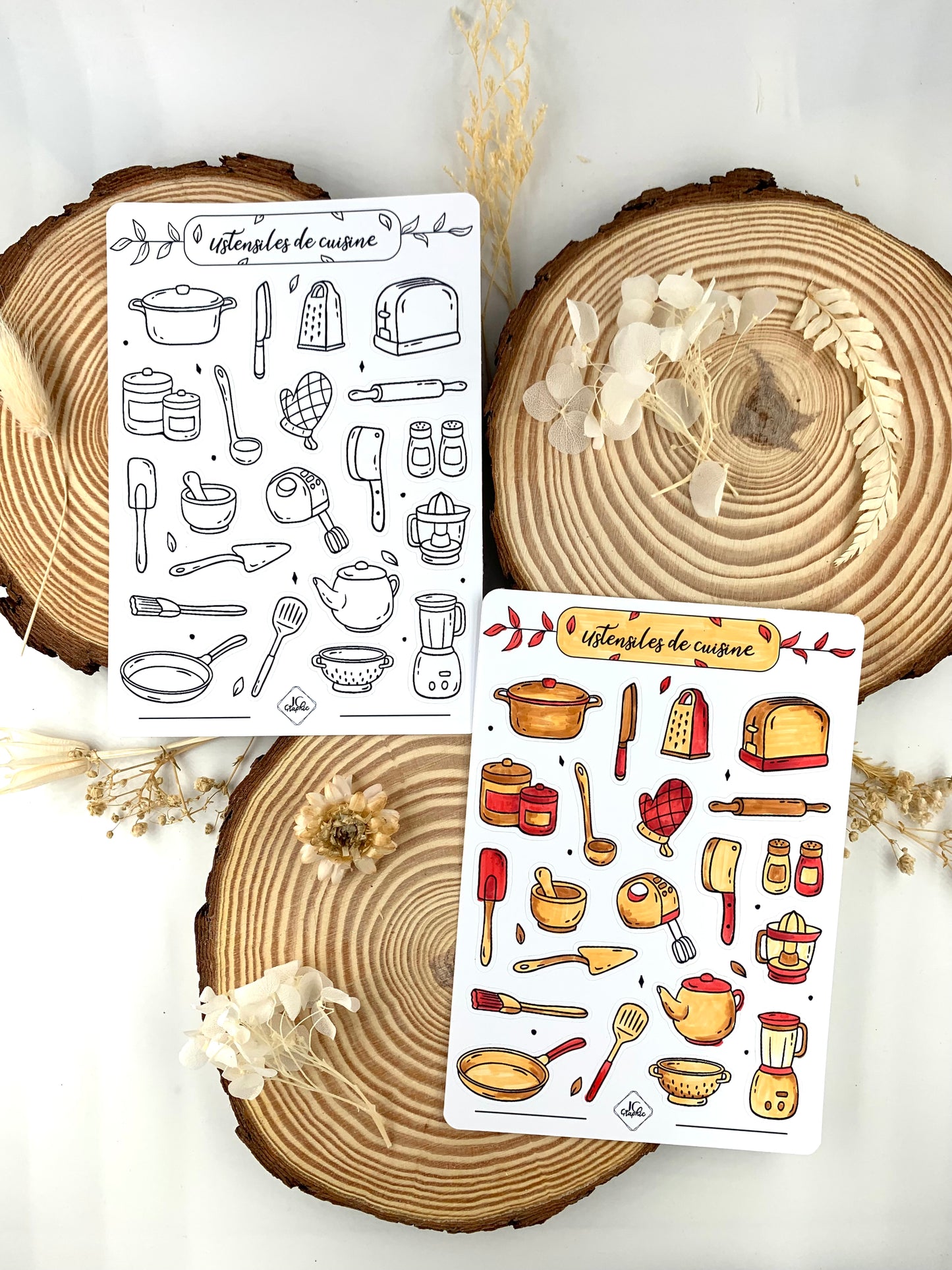 Lot de 5 planches de stickers à colorier thème "Objets"