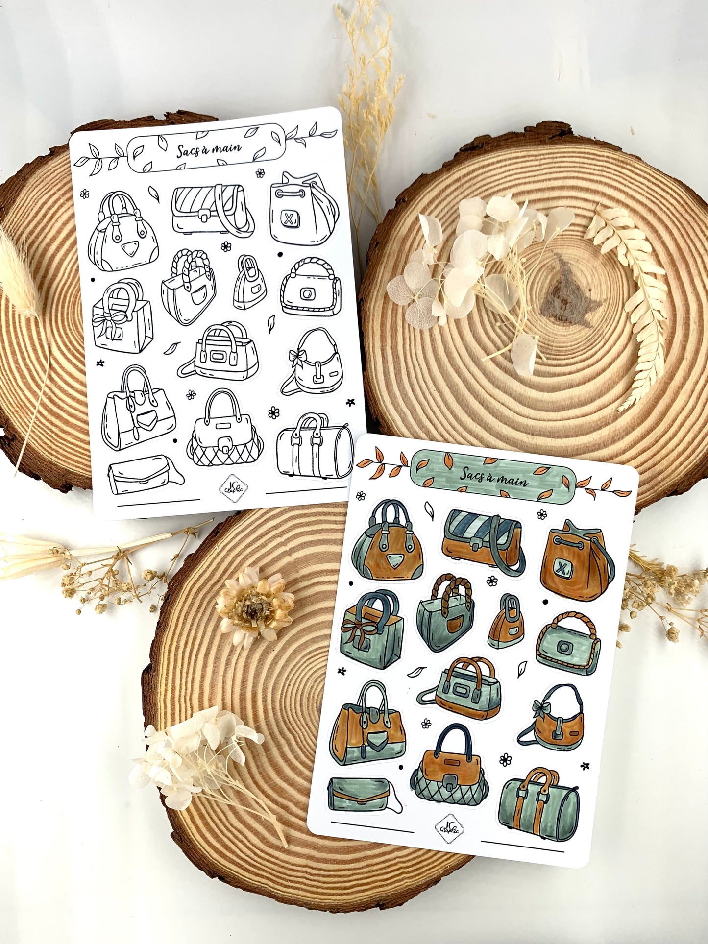 Lot de 5 planches de stickers à colorier thème "Objets"