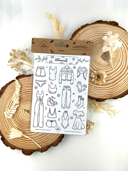 Stickers à colorier "Vêtements"