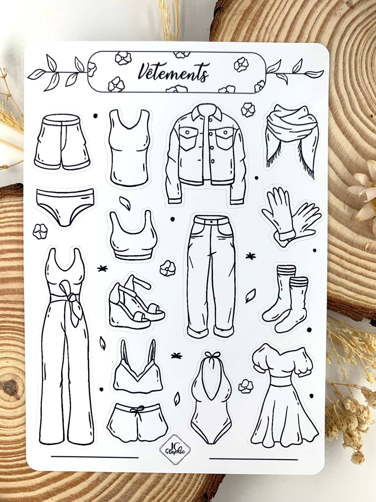 Stickers à colorier "Vêtements"