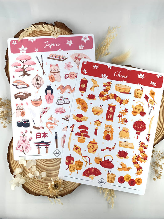 Lot stickers "Chine et Japon"