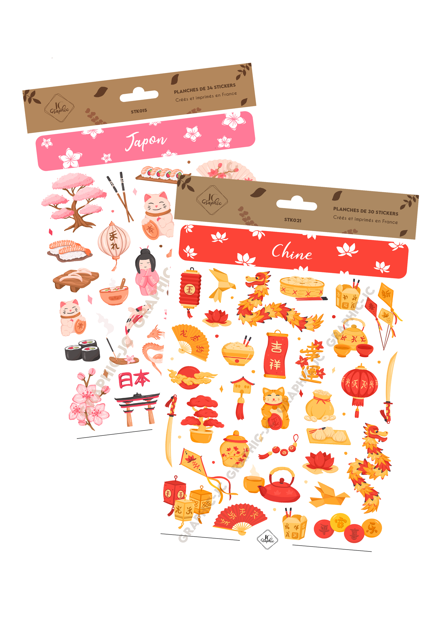 Lot stickers "Chine et Japon"