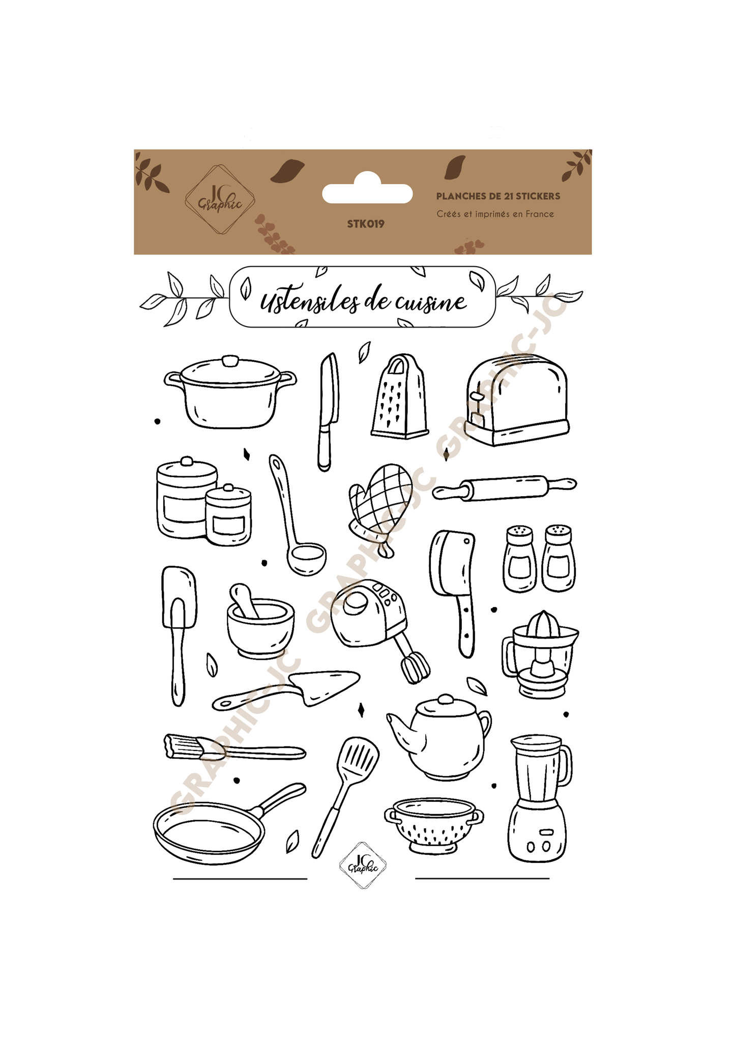 Stickers à colorier "Ustensiles de cuisine"