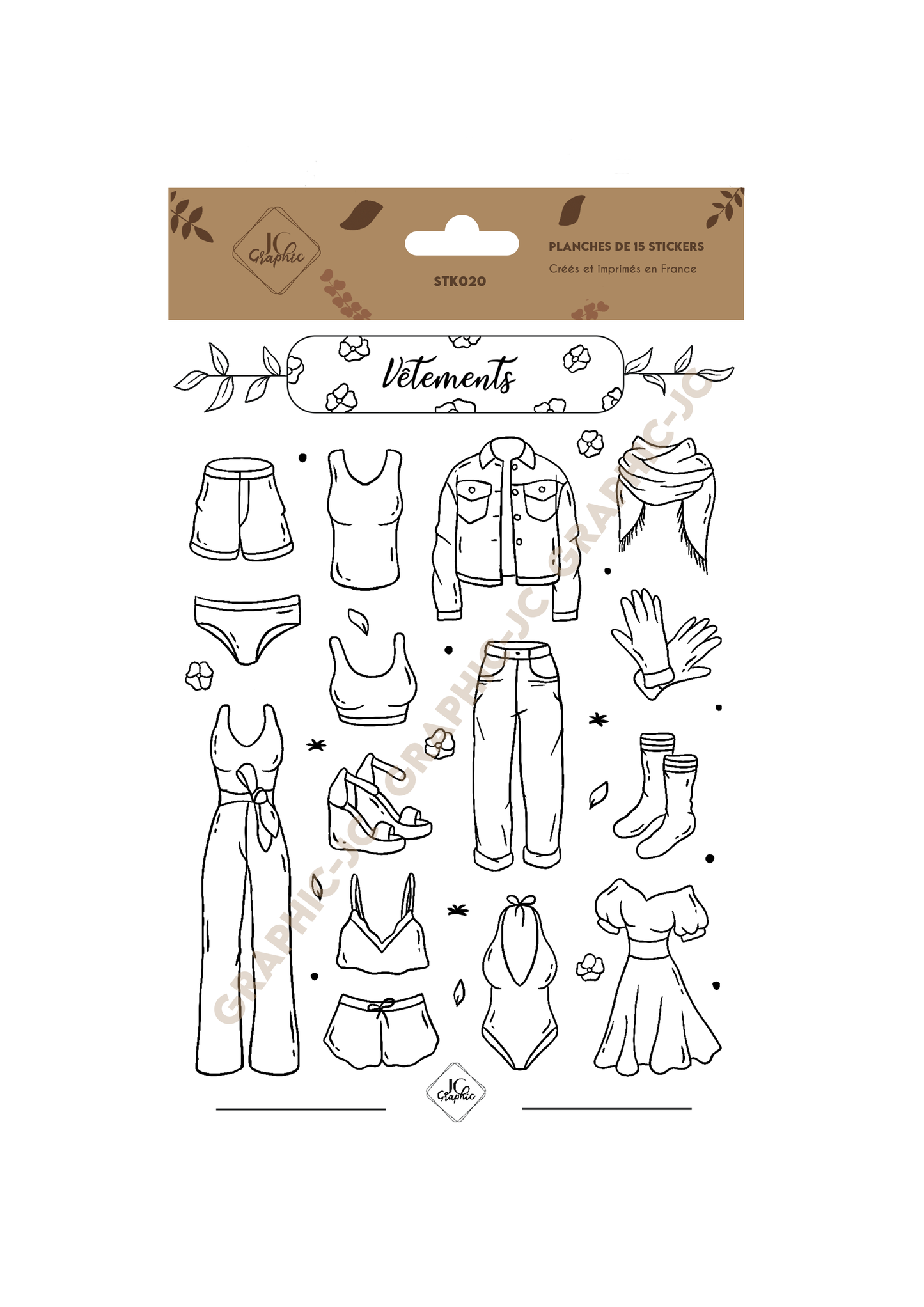 Stickers à colorier "Vêtements"