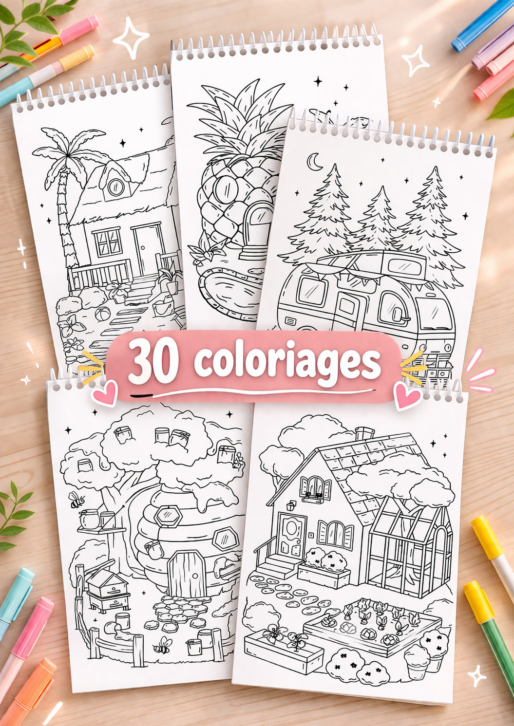 Livre de coloriages thème "Maisons Mignonnes"
