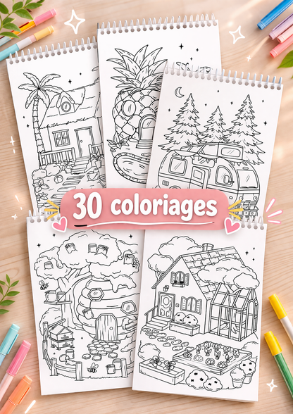 Livre de coloriages thème "Maisons Mignonnes"