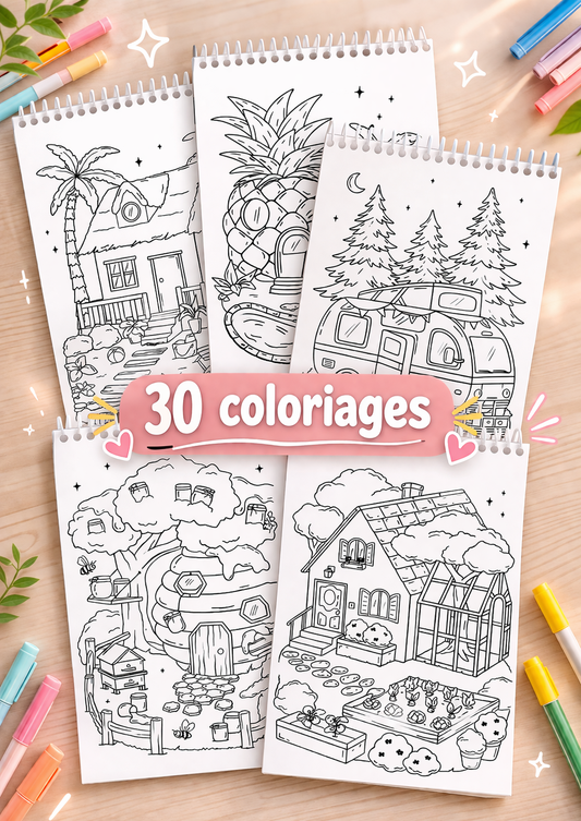 Livre de coloriages thème "Maisons Mignonnes"