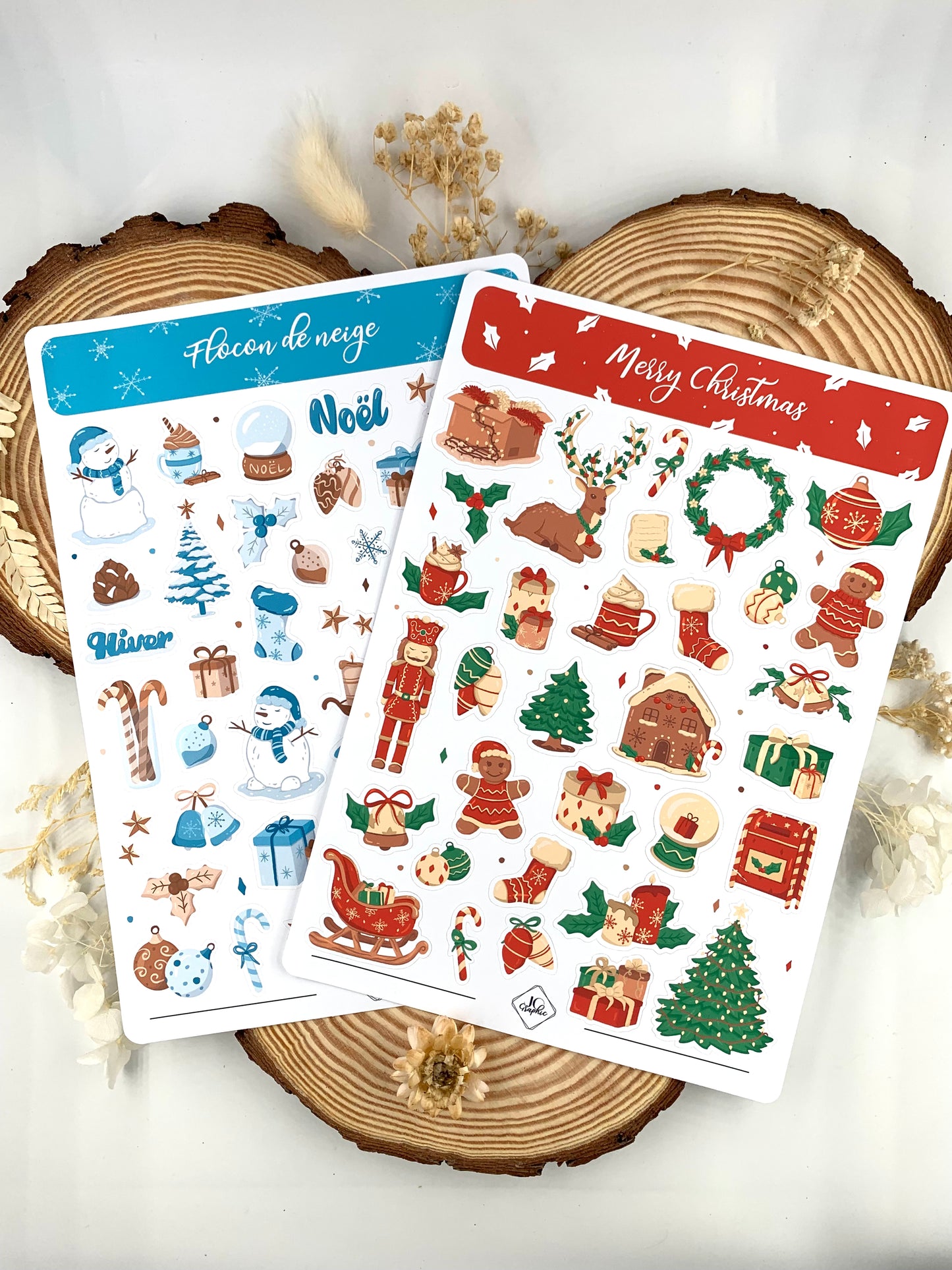 Stickers "Flocon de Neige" et "Merry Christmas"