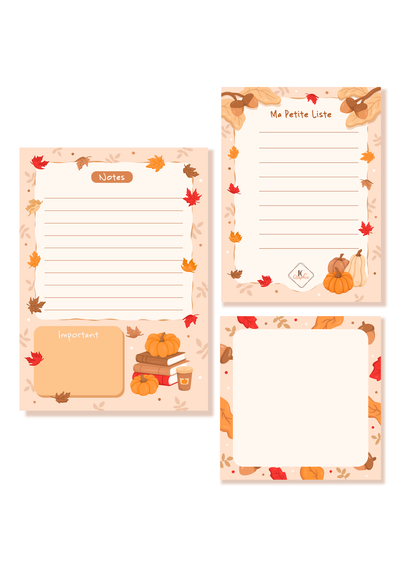 Lot de 3 blocs notes "Automne"